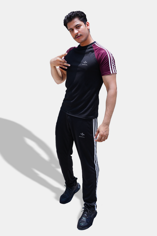 Tri_Linear Maroon Drifit Tracksuit