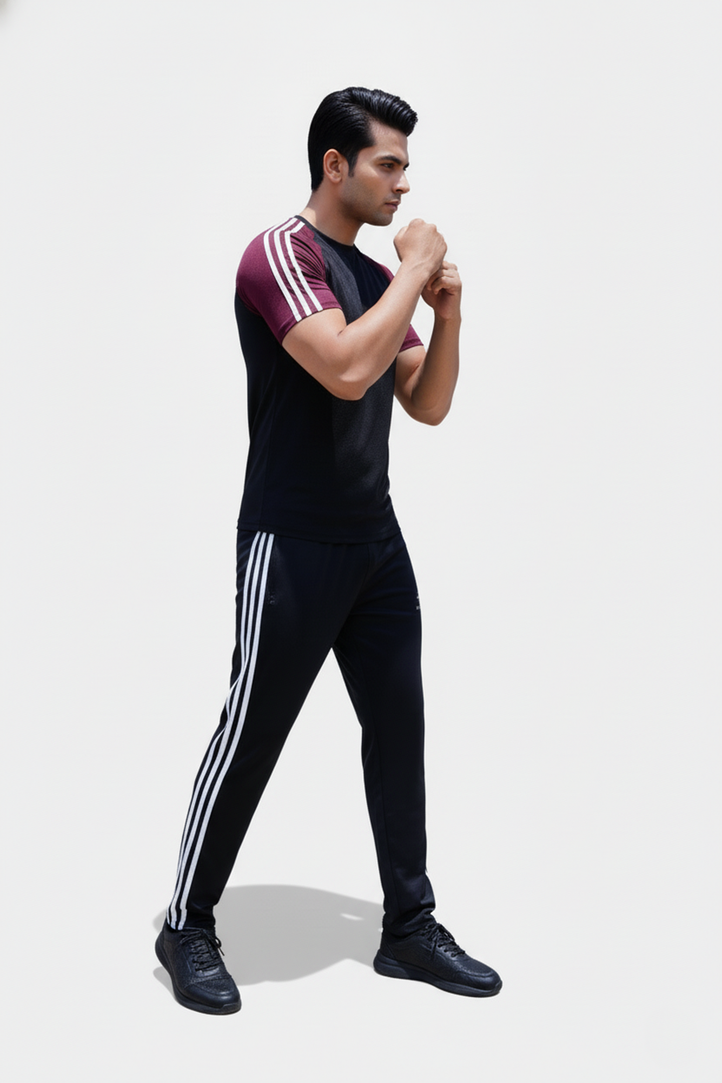 Tri_Linear Maroon Drifit Tracksuit