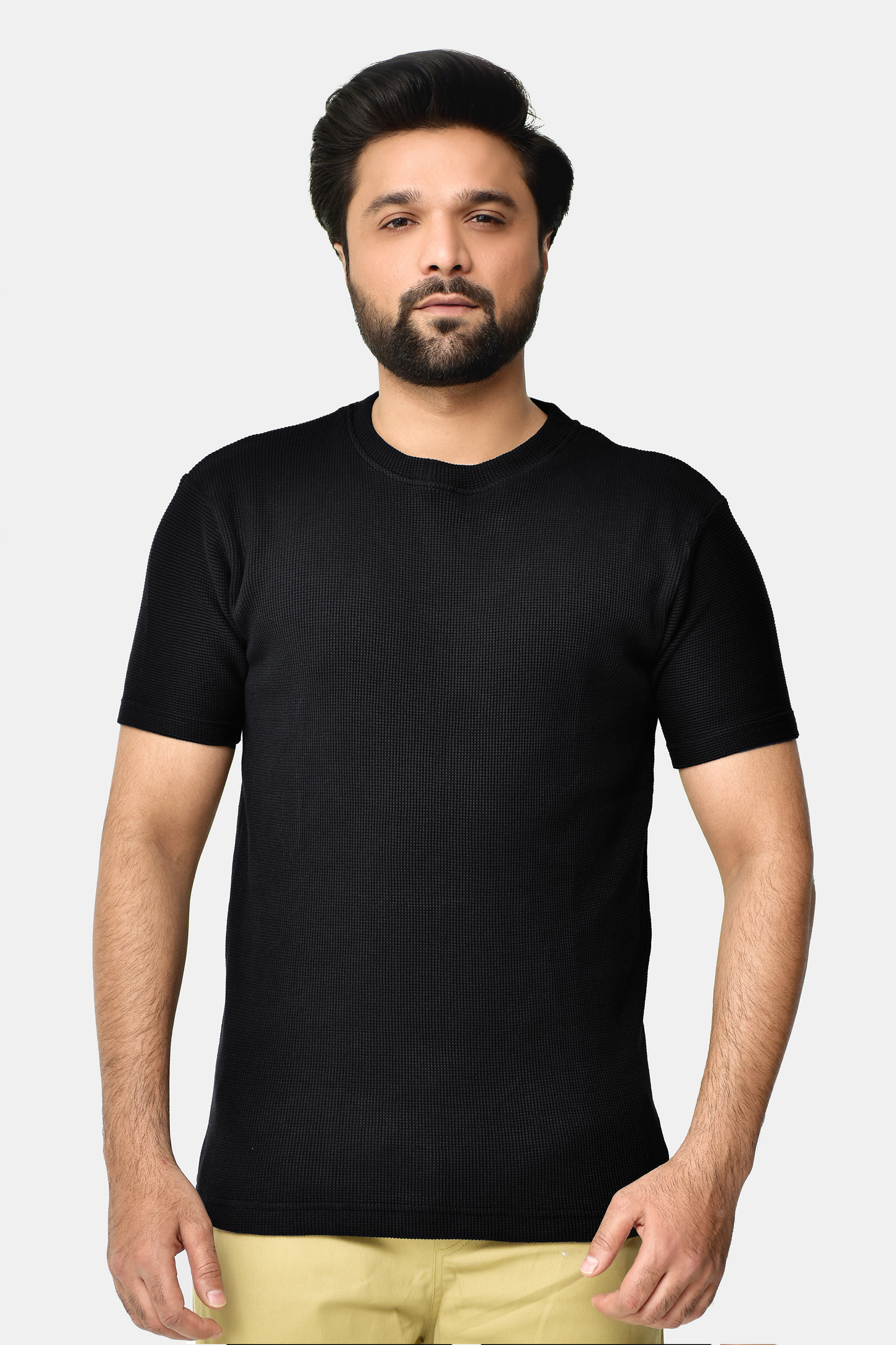 Knitted Textured T-Shirt Black