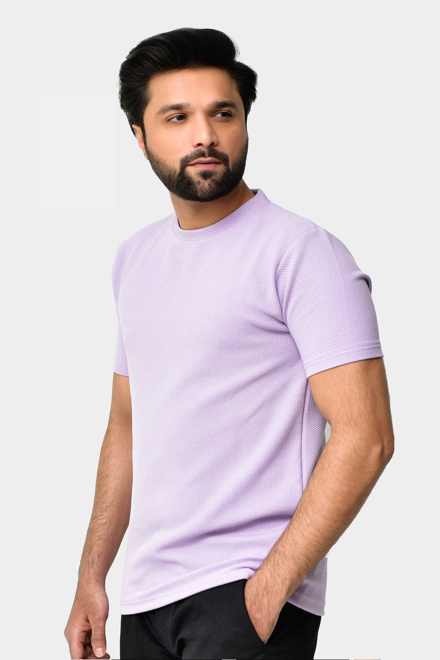 Knitted Textured T-Shirt Purple