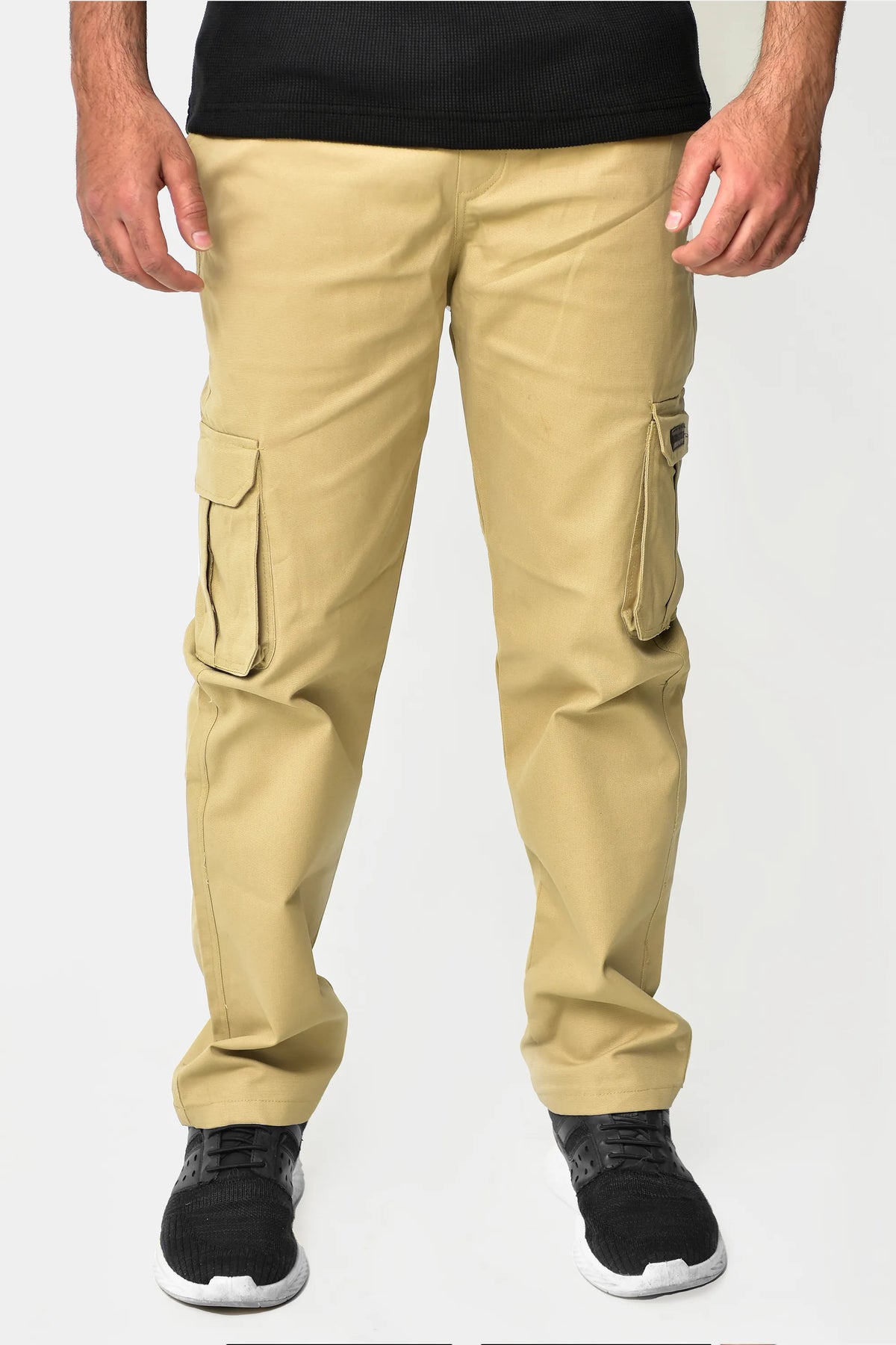 Beige Premium Six Pocket Cargo Trouser – back view, premium beige men's cargo trousers