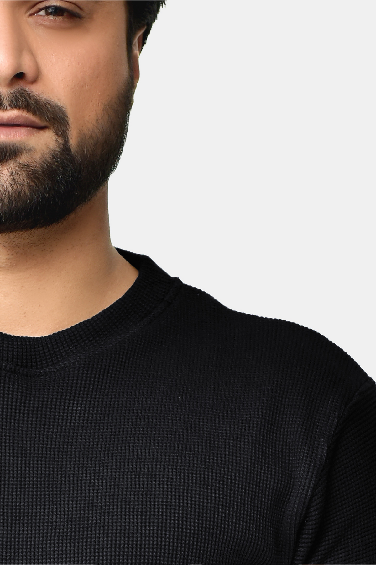 Knitted Textured T-Shirt Black