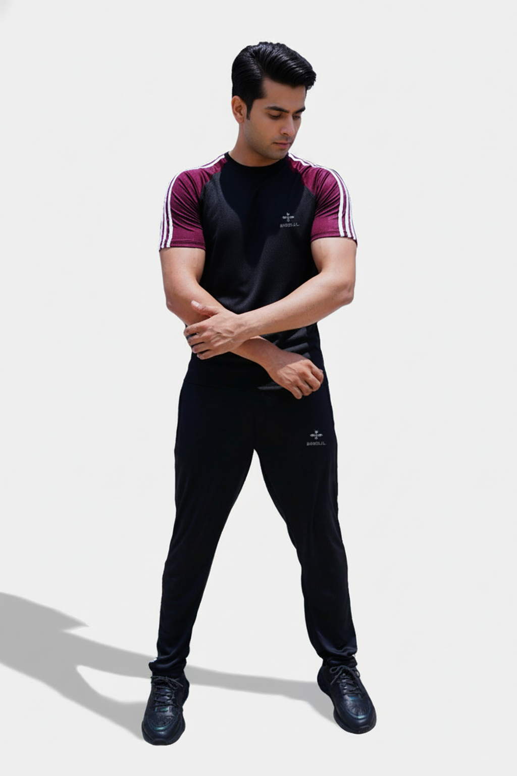 Tri_Linear Maroon Drifit Tracksuit