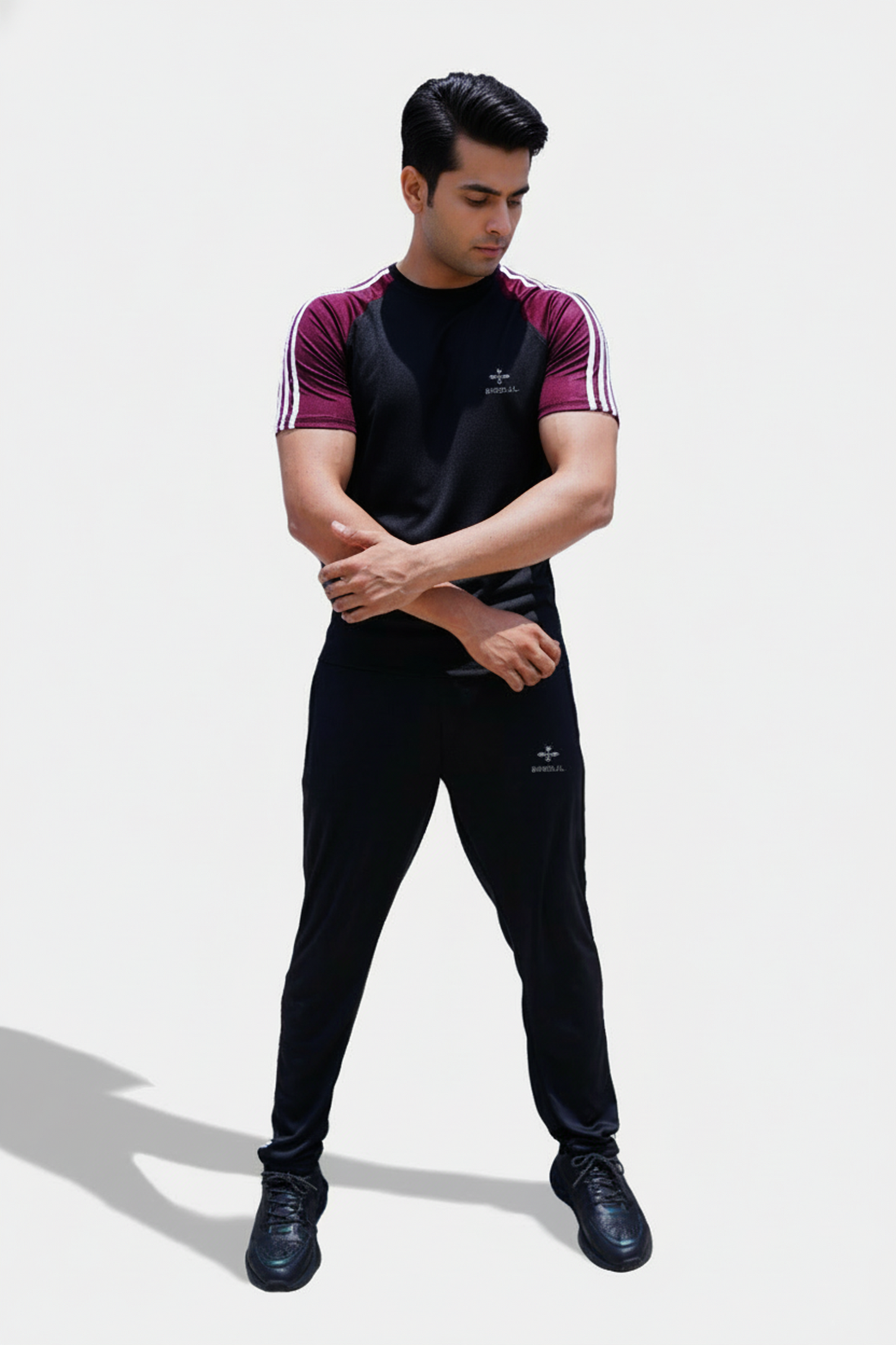 Tri_Linear Maroon Drifit Tracksuit