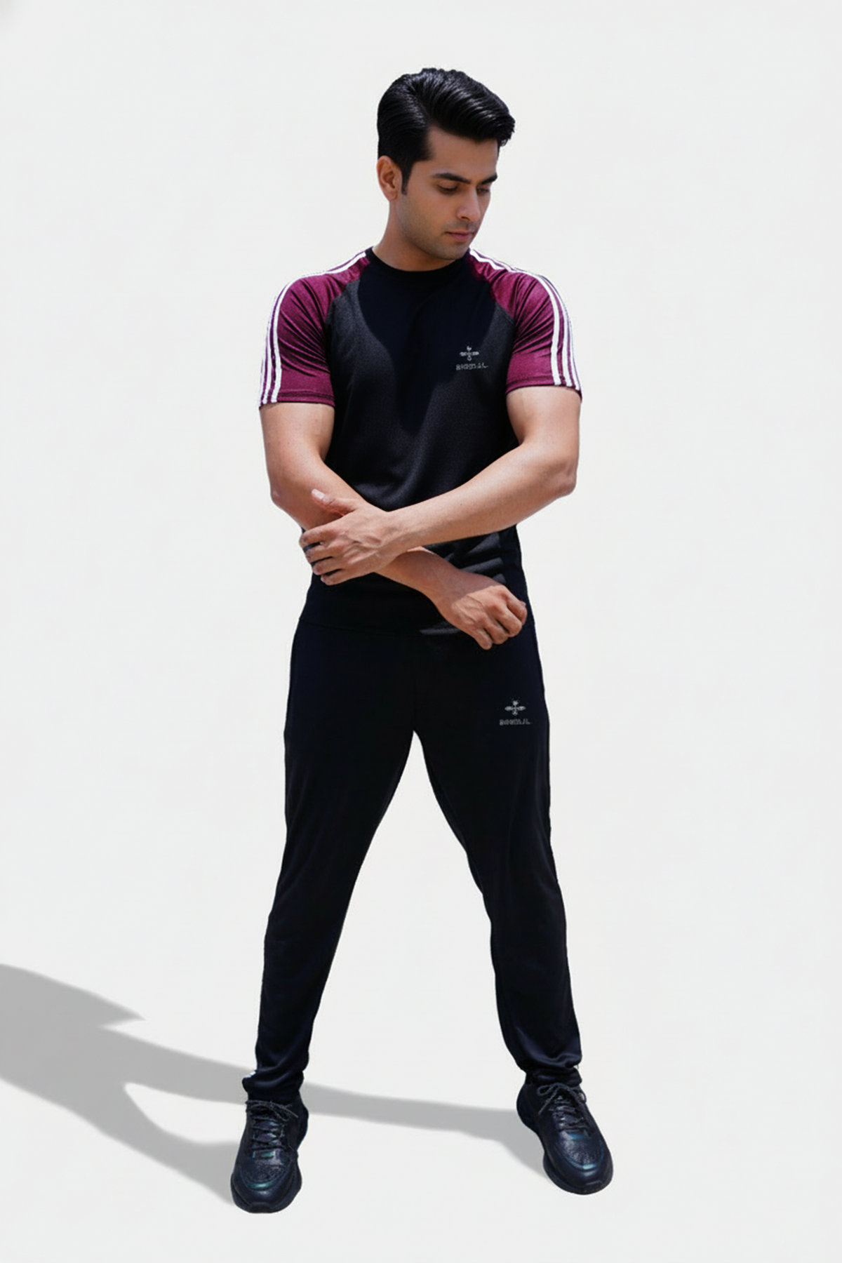 Tri_Linear Maroon Drifit Tracksuit