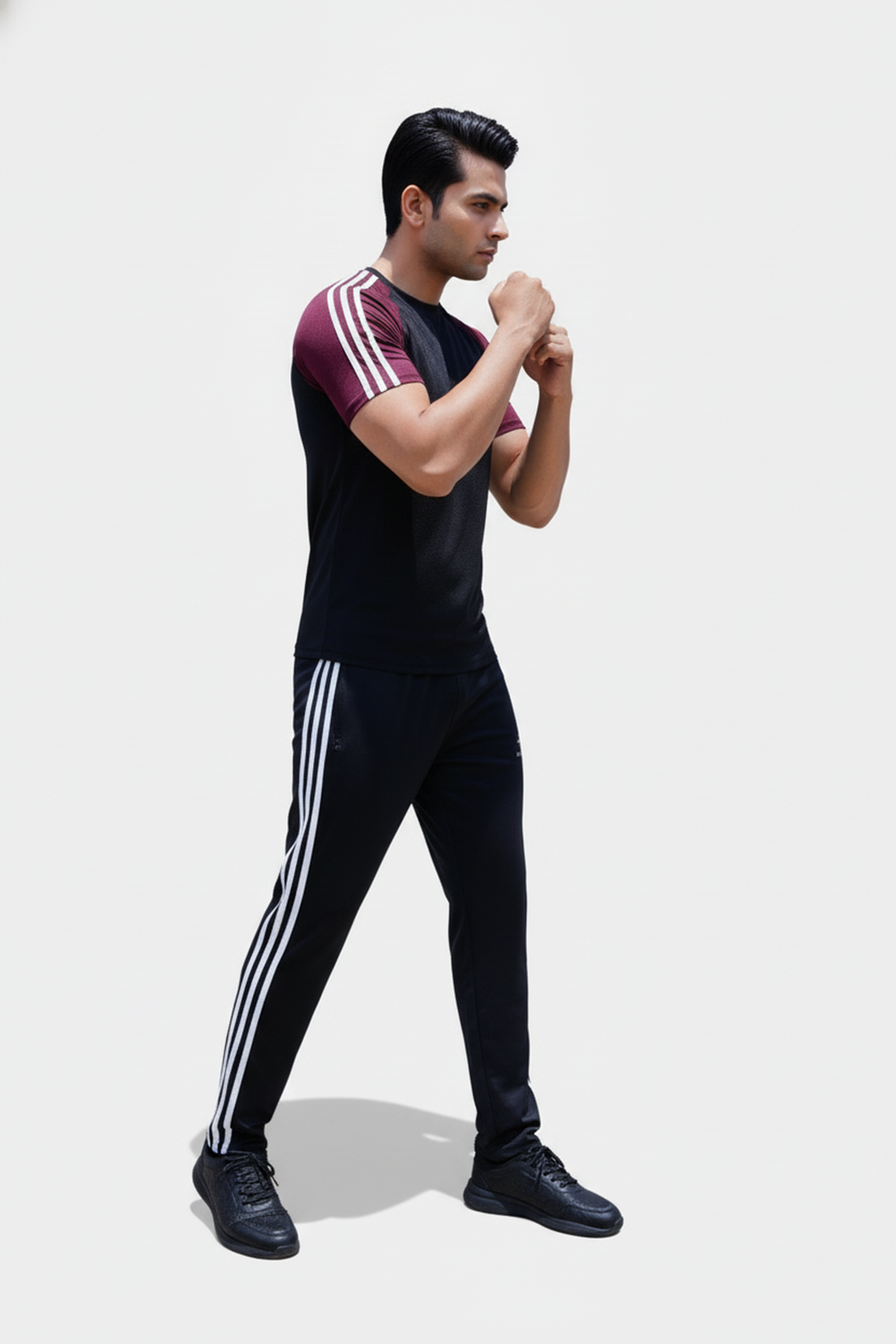 Tri_Linear Maroon Drifit Tracksuit