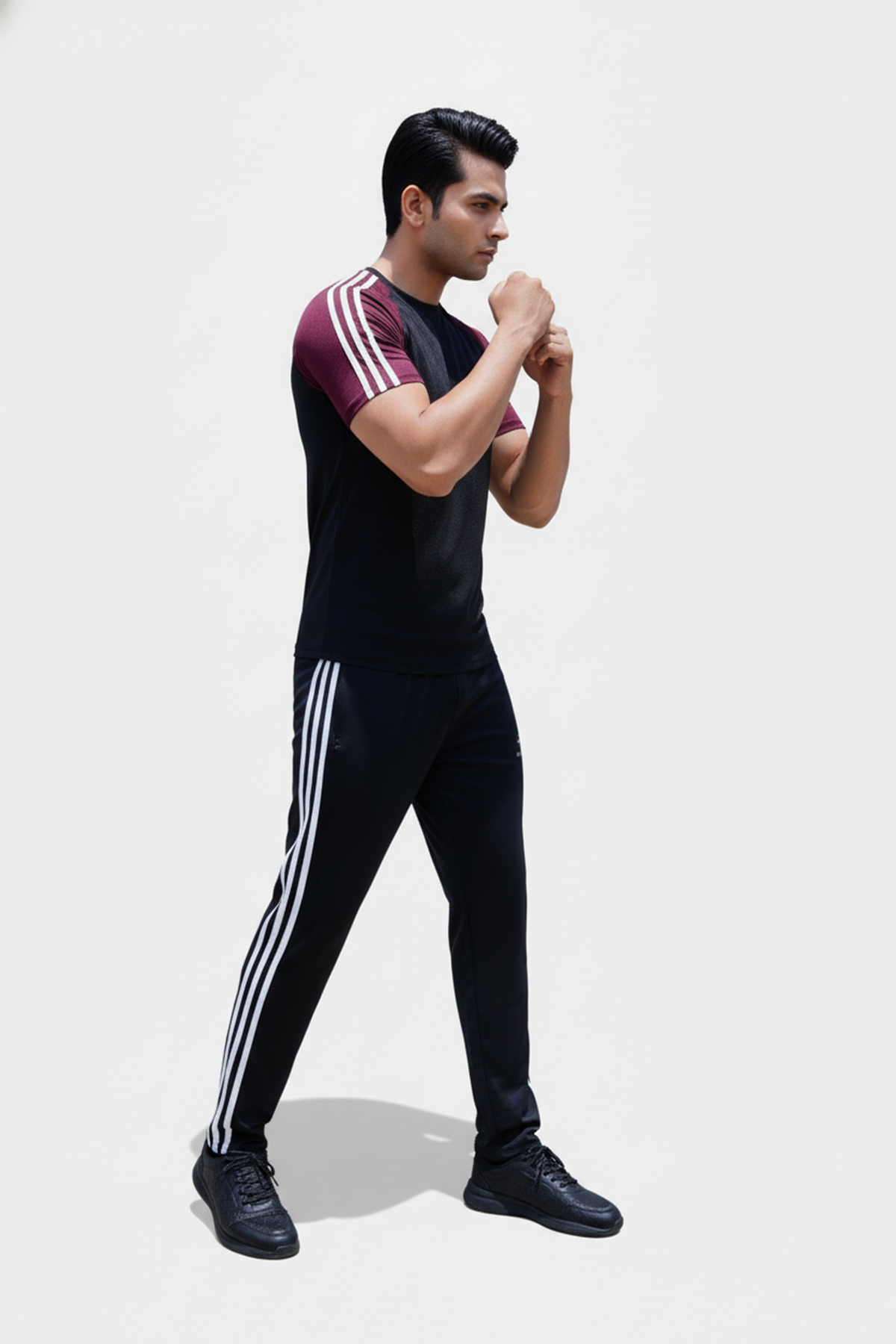 Tri_Linear Maroon Drifit Tracksuit