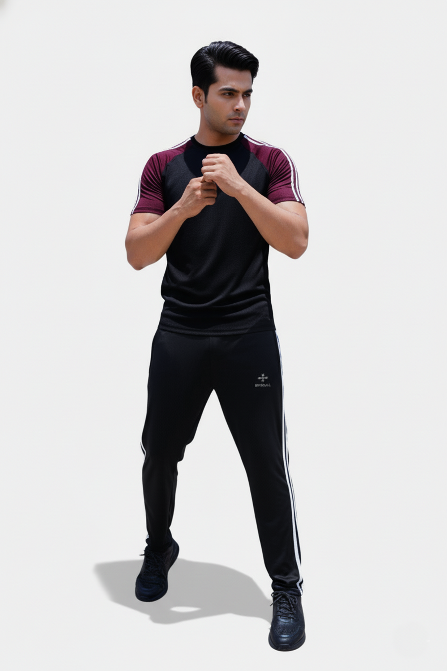 Tri_Linear Maroon Drifit Tracksuit