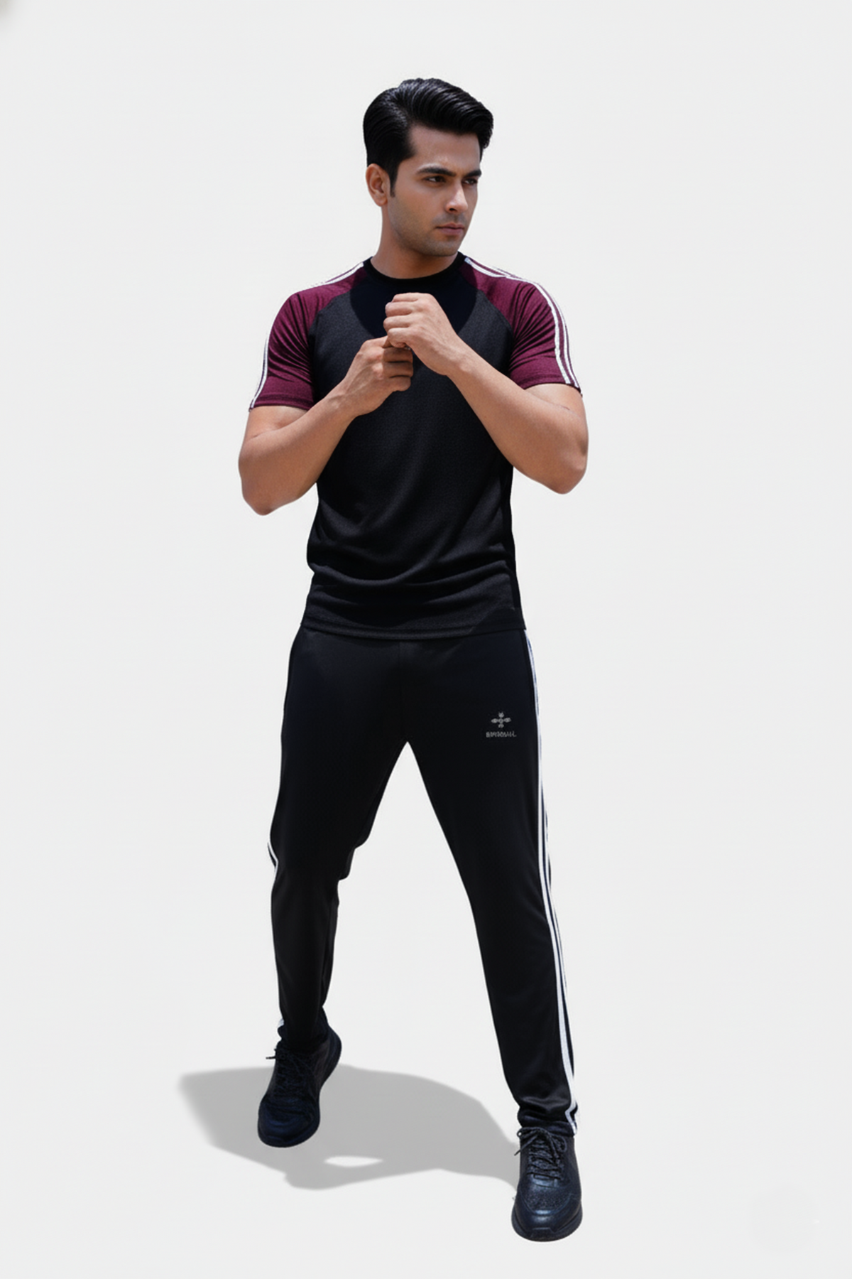 Tri_Linear Maroon Drifit Tracksuit