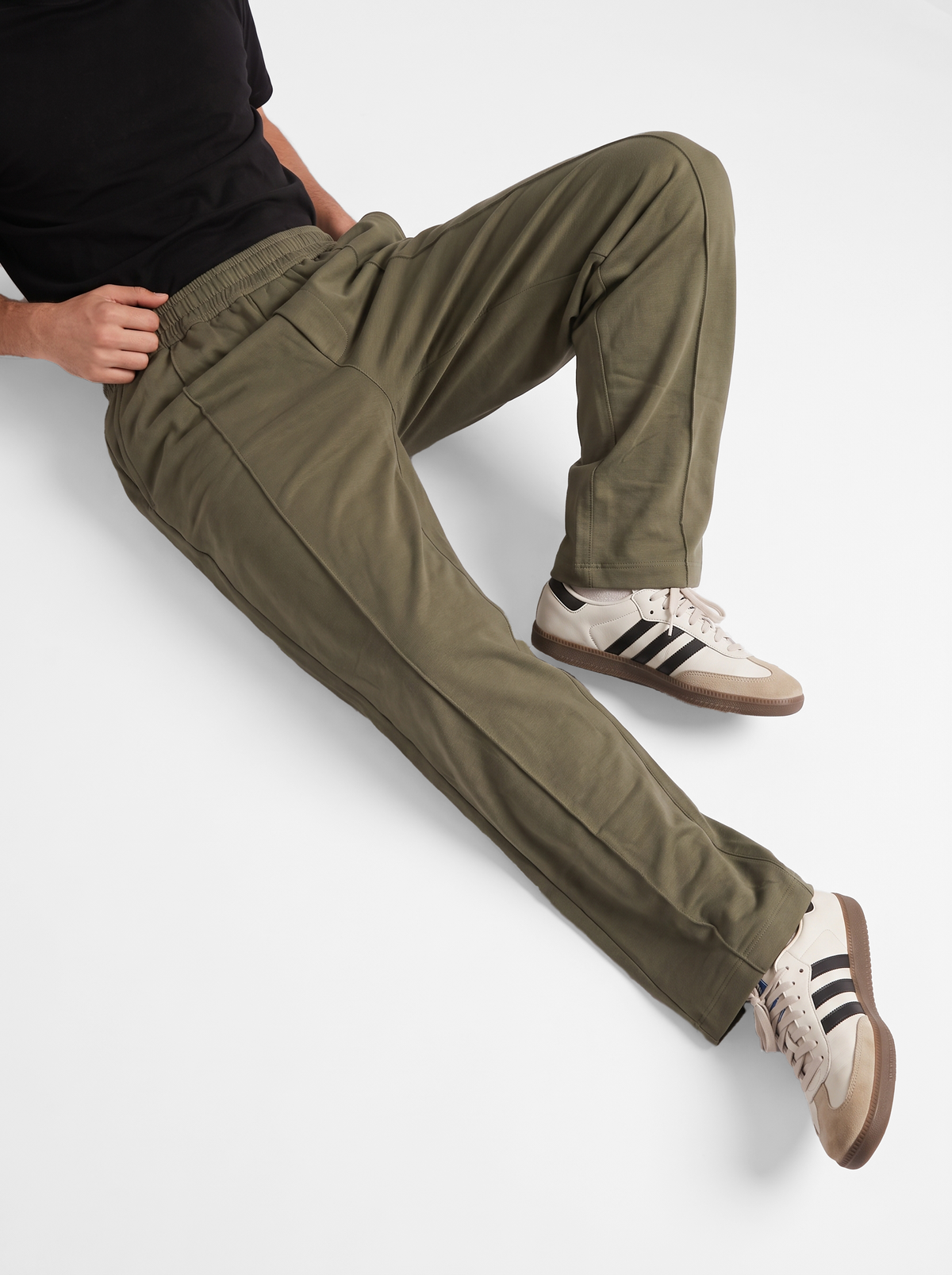 Olive Stripe Straight Trouser