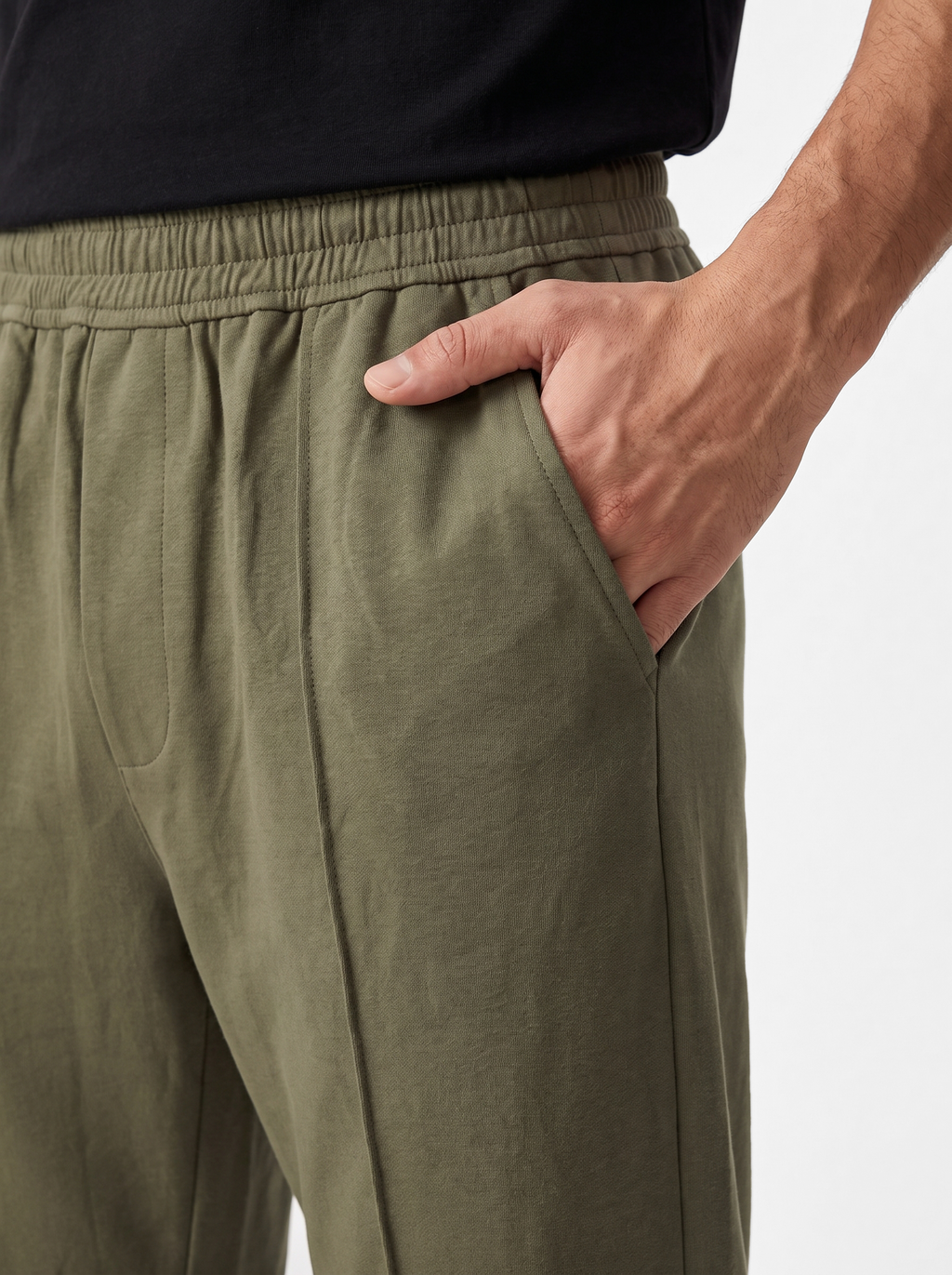 Olive Stripe Straight Trouser