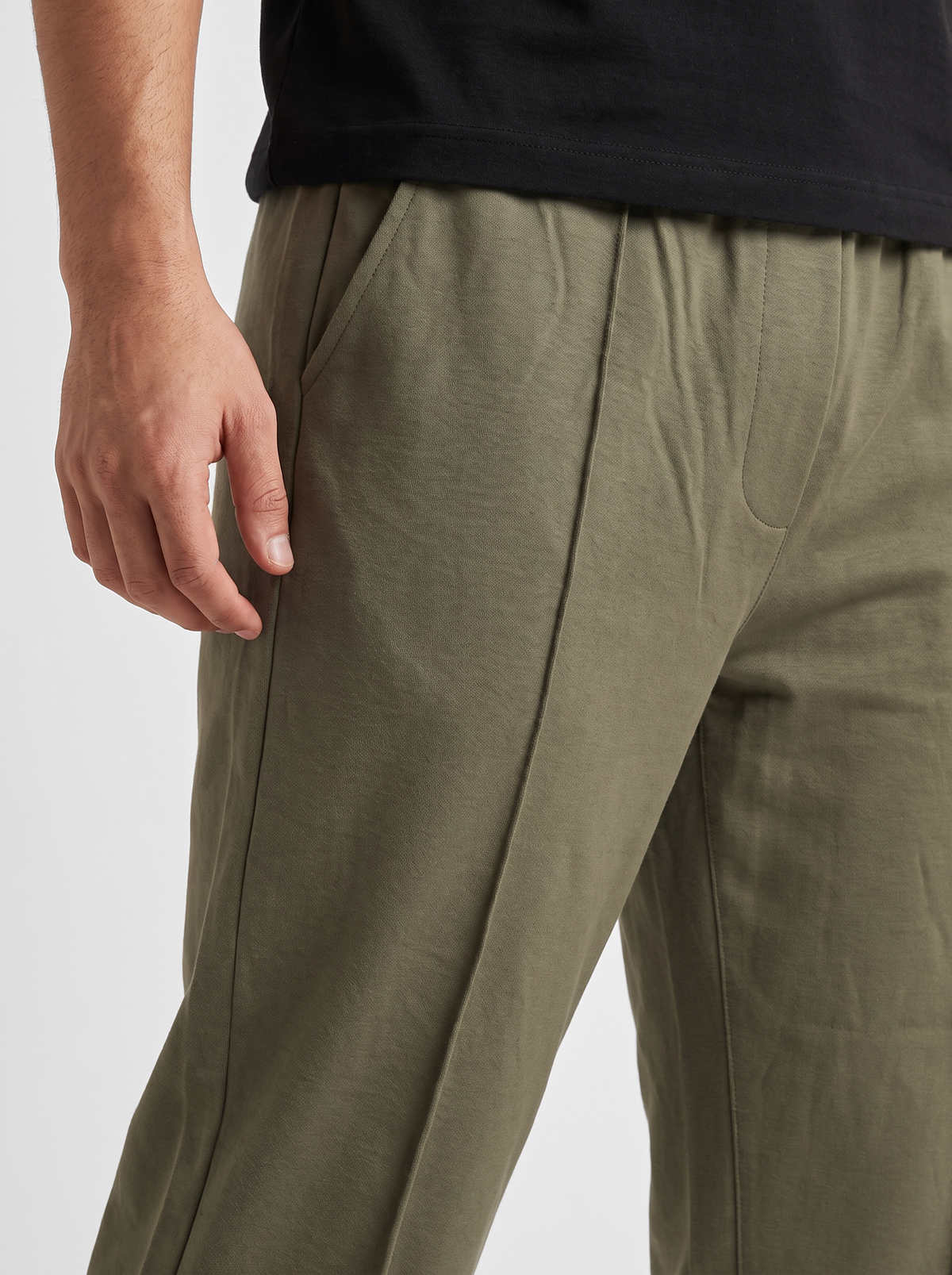 Olive Stripe Straight Trouser