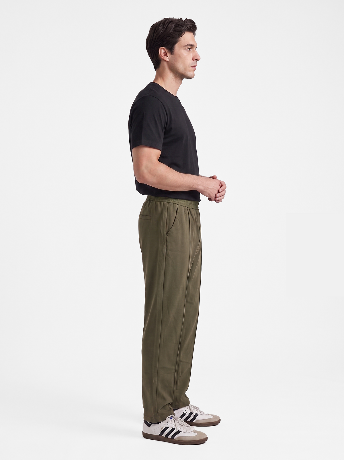 Olive Stripe Straight Trouser